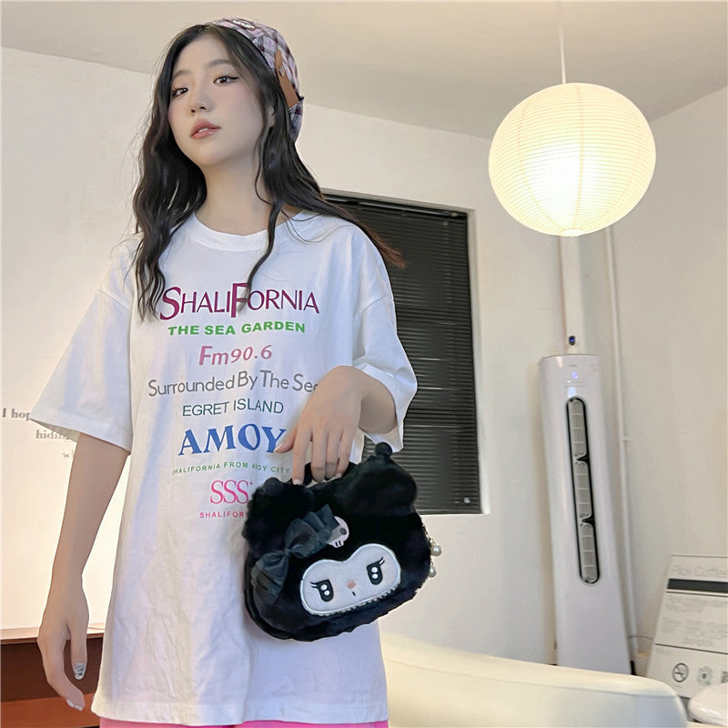 Cartoon Clow Melody Plush Doll Wash Cosmetic Bags