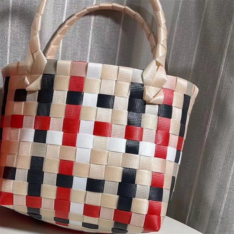 Women's & Children's & Woven Vegetable Basket Beach Colorful Handbags