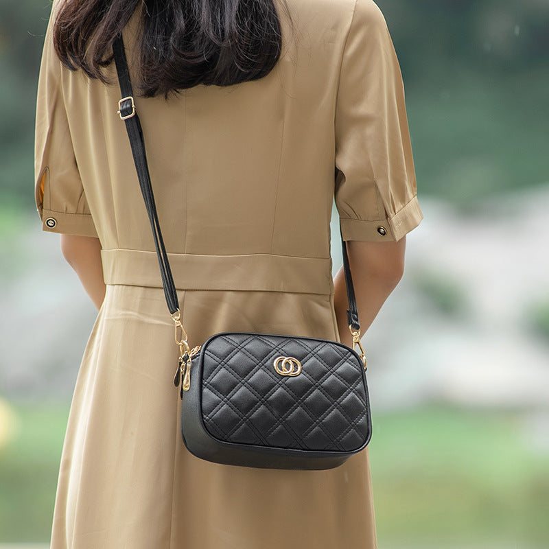 Zipper Fashion Simple Diamond Plaid Heart-shaped Wave Bags