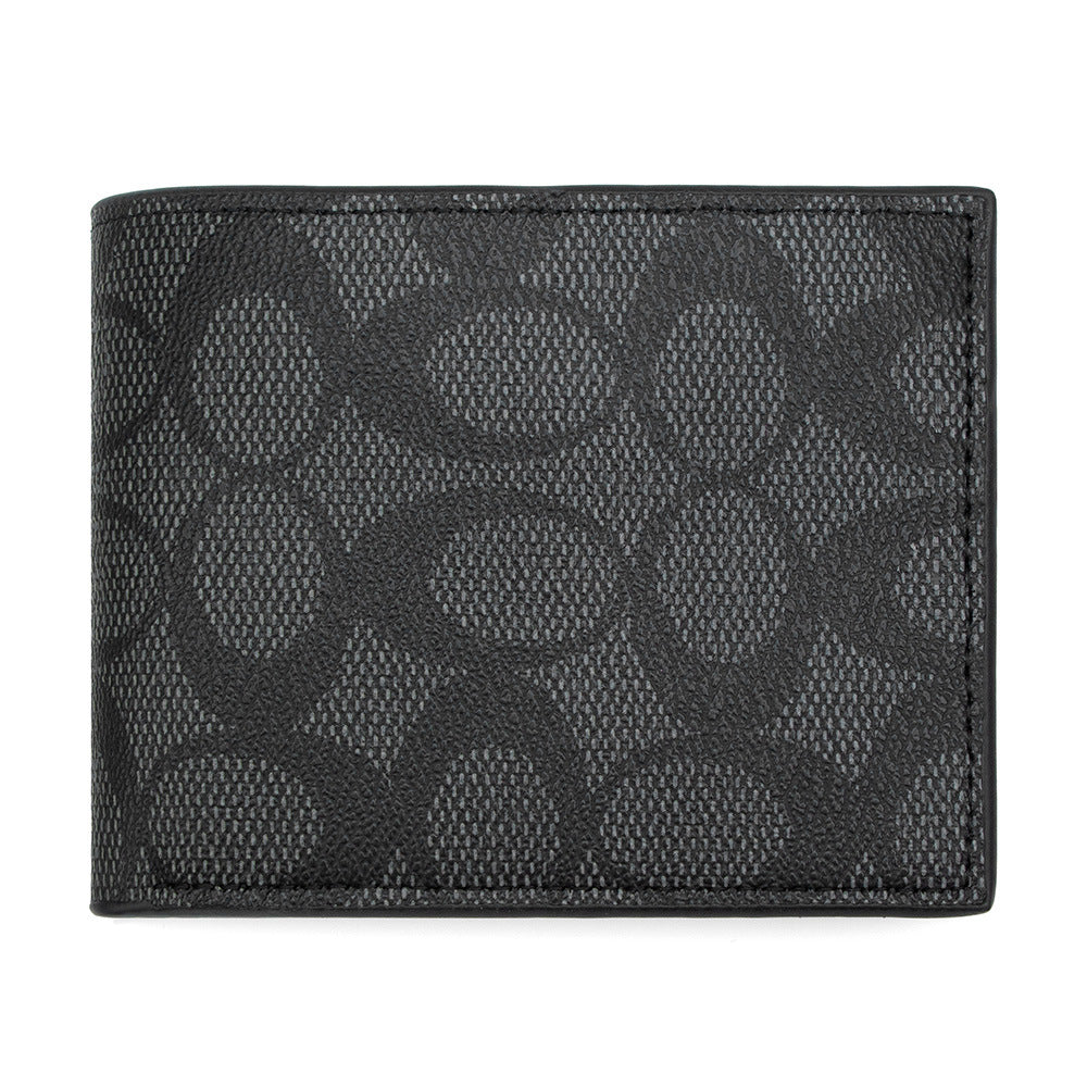 Men's Short Pattern Fold Thin Leather Simple Bags