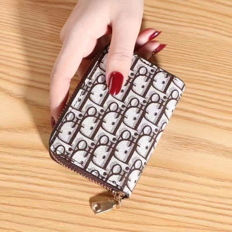 Women's Multiple Slots Large Capacity Lychee Pattern Expanding Clamp Credit Card Holder