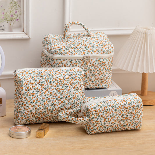 Capacity Korean Style Portable Mummy Floral Cosmetic Bags