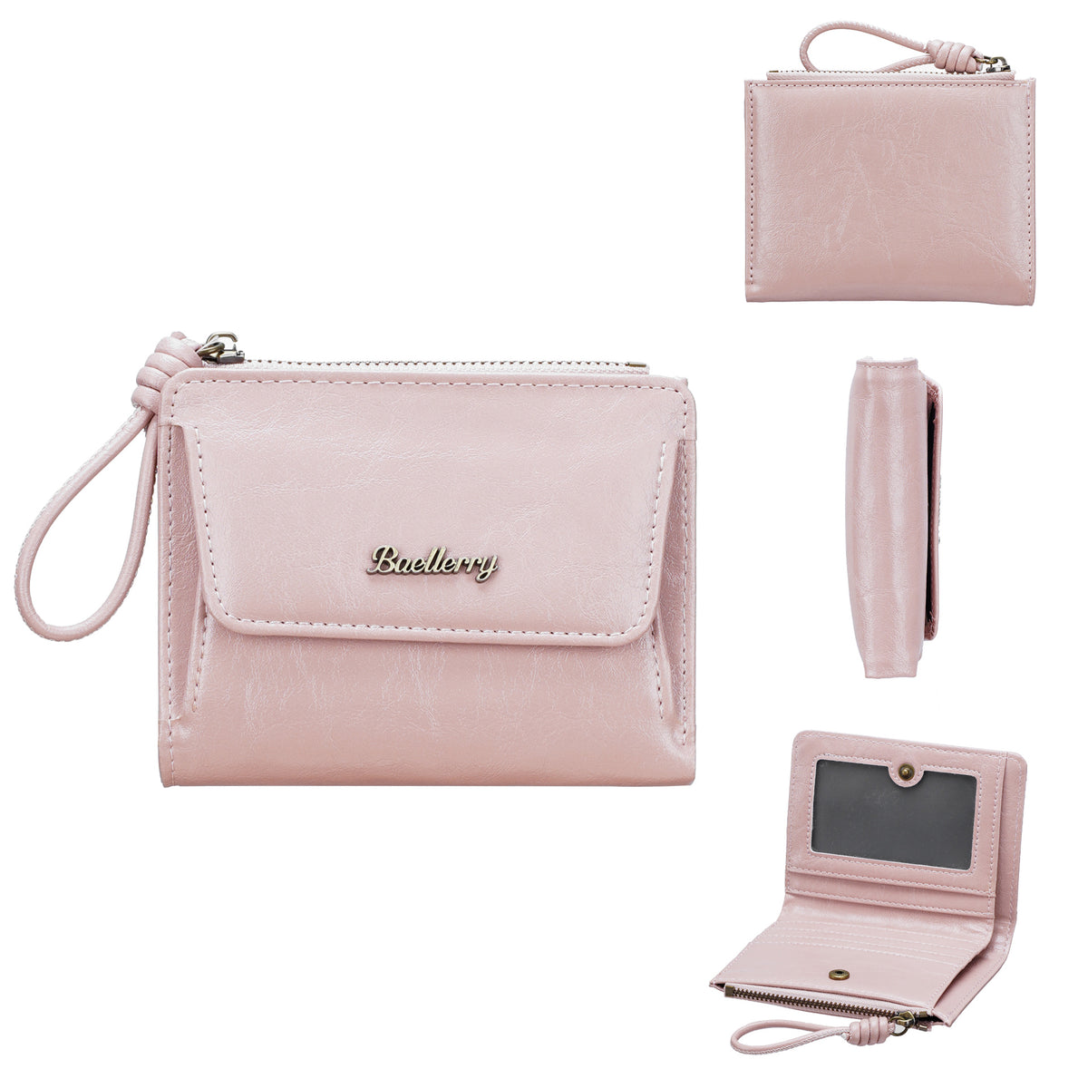 Women's Short Style Fashion Solid Color Zipper Coin Purses
