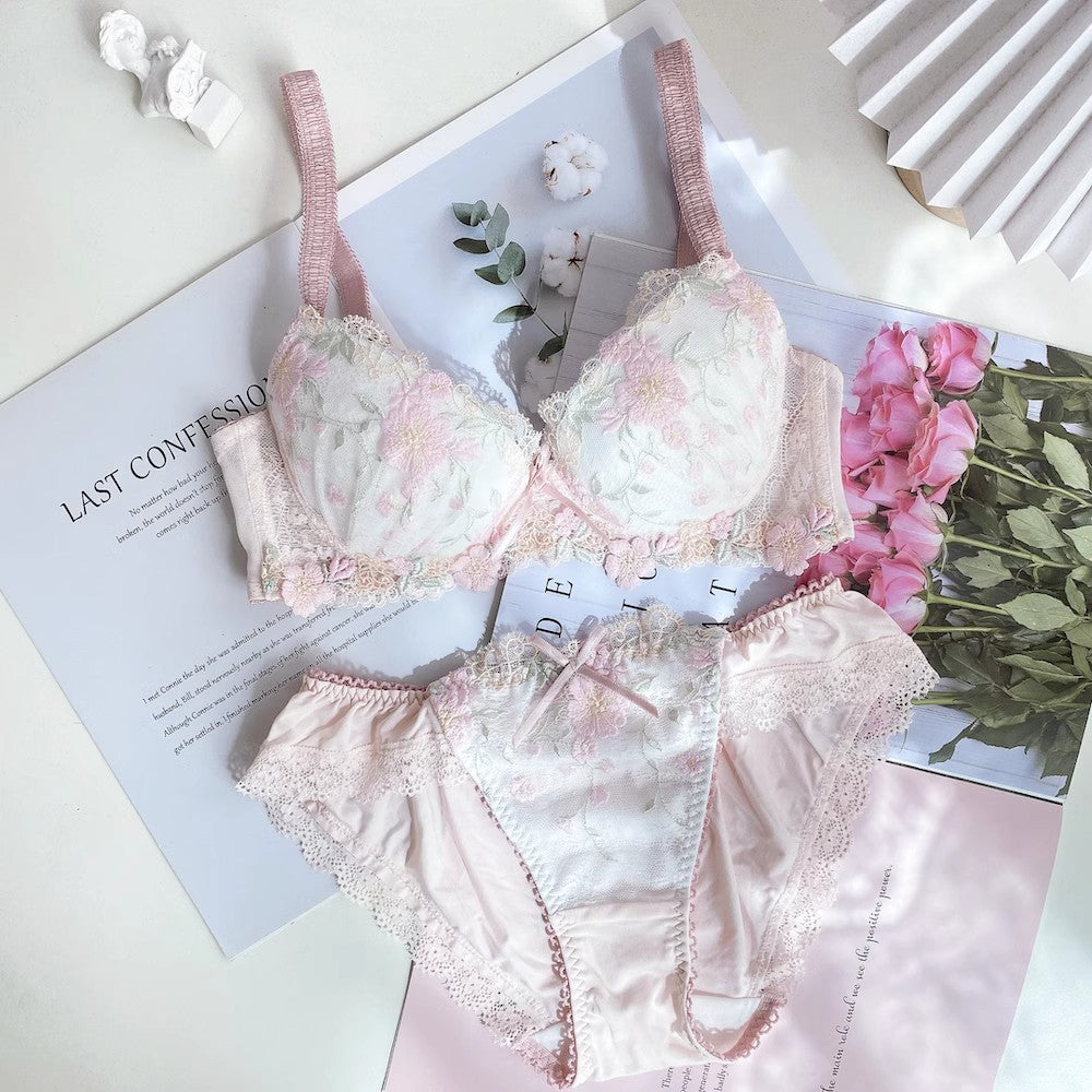 Sexy Lace Embroidery Small Breast Thin Girly Soft Steel Bras
