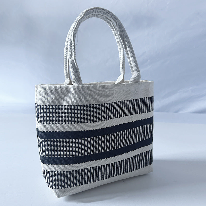 Retro Artistic Striped Contrast Color Woolen Women's Shoulder Bag