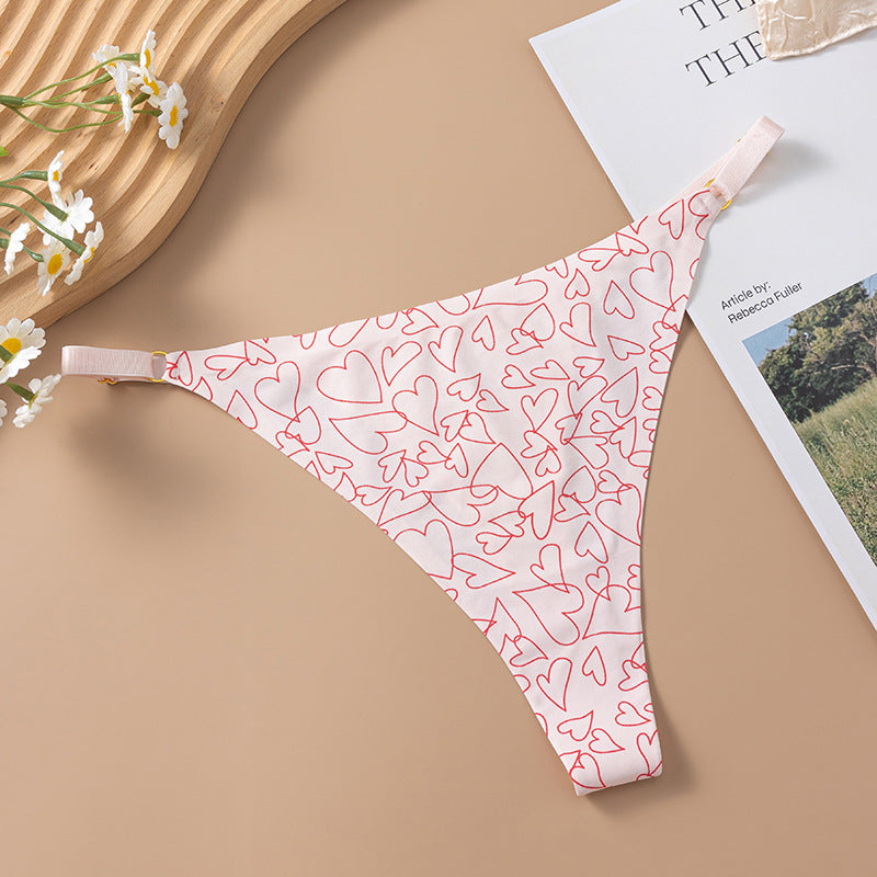 Women's Ice Silk Seamless Printed Low Waist Panties