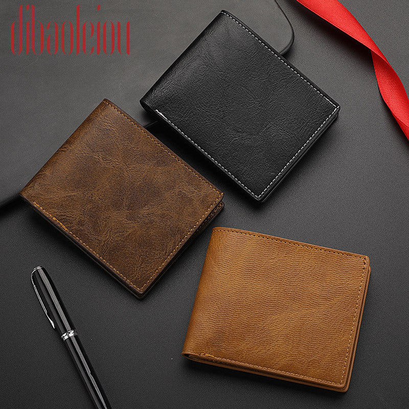 Men's Crazy Horse Leather Pattern Retro Fashion Men's Wallets