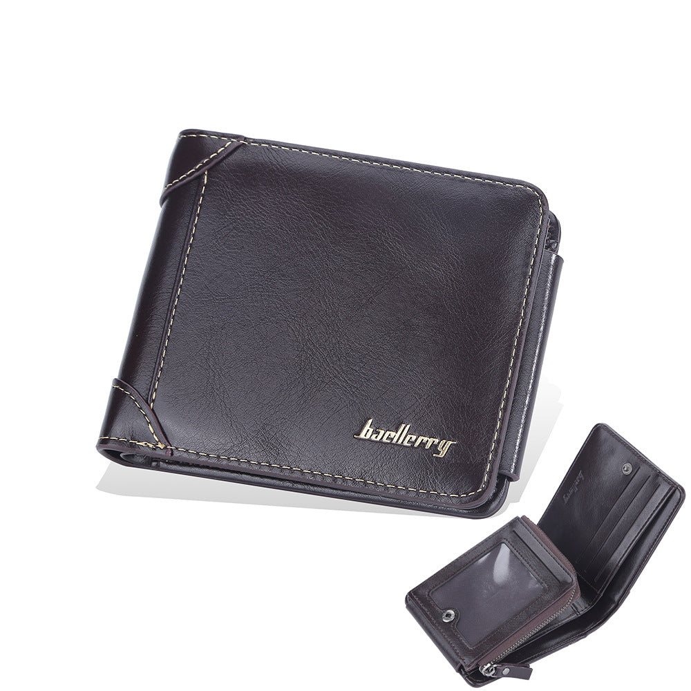 Men's Vertical Zipper Short Multiple Slots Men's Wallets
