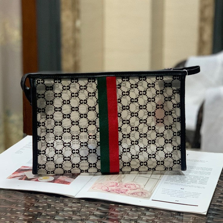 Flower Korean Style Large Capacity Mesh Flocking Cosmetic Bags