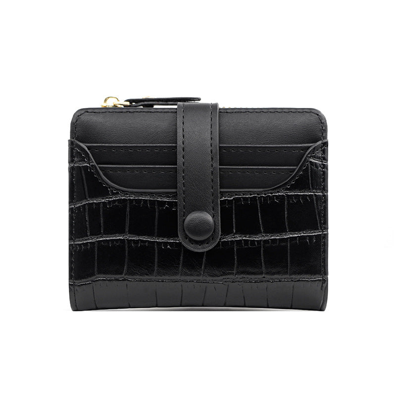 Women's Korean Crocodile Pattern Short Thin Large Ladies Wallet