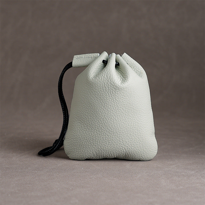 Retro Style Drawstring Pocket Full Cowhide Bags