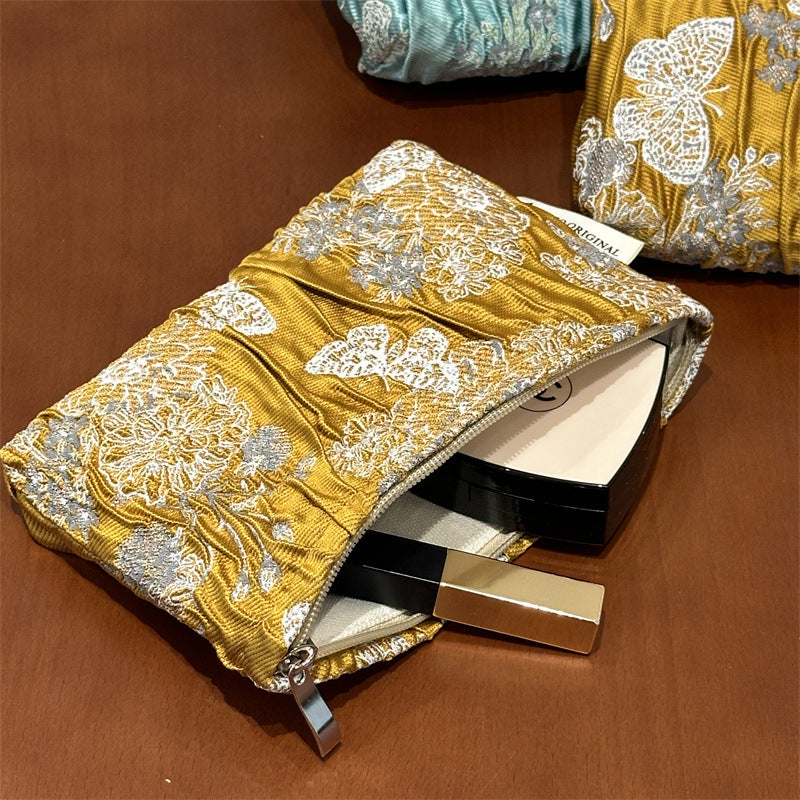 Butterfly Three-dimensional Relief Pleated Print Portable Makeup Bag