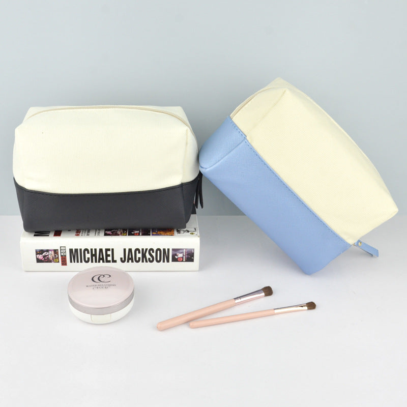 Color Contrast Stitching Canvas Wind Good-looking Cosmetic Bags