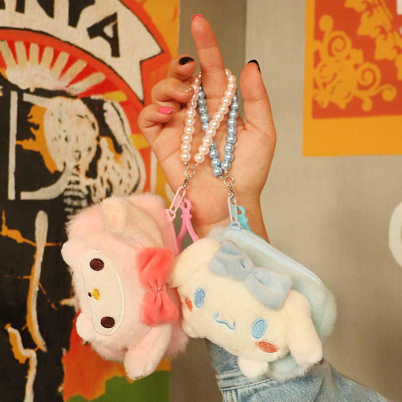 Plush White Dog Earphone Cartoon Cute Card Holder