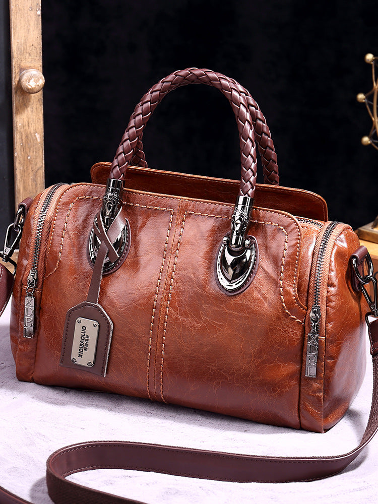 Women's Fashion Plaid Contrast Color Weave Portable Handbags