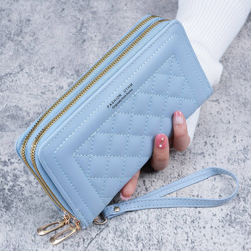Women's Double Zipper Long Fashion Embroidery Clutch Bags