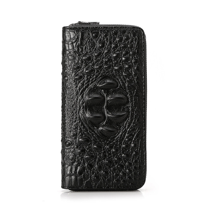 Men's Crocodile Pattern Long Zipper Fashion Clutch Men's Wallet