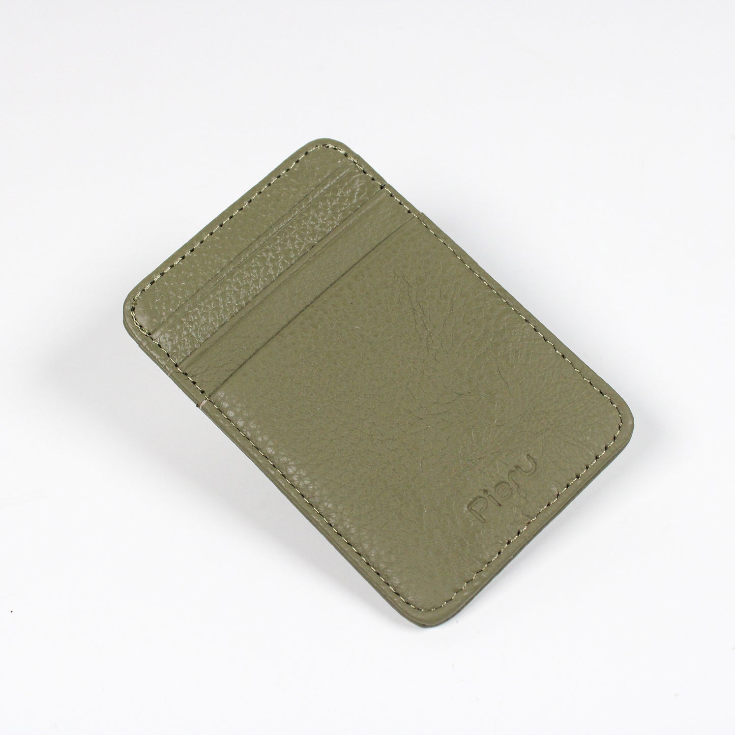 Top Layer Leather Lychee Pattern Vertical Card Holder