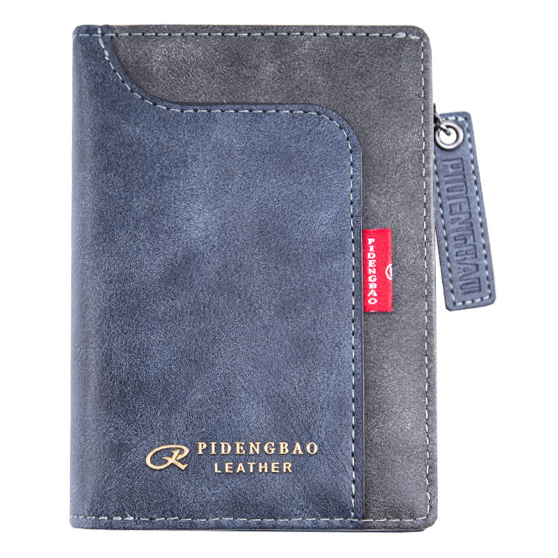 Men's Large Capacity Vertical Leather Stitching Zipper Cash Bags