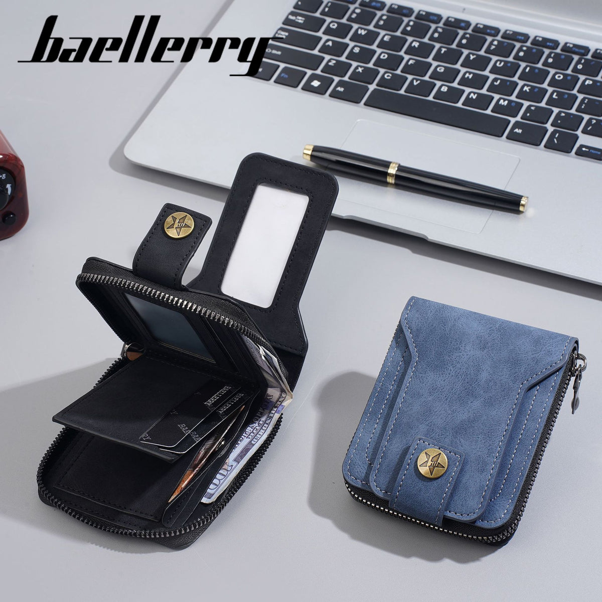 Men's High-grade Retro Horizontal Zipper Locking Men's Wallets