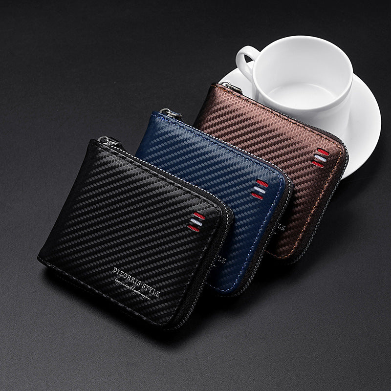 Men's Fashion Carbon Fiber Pattern Special Large Men's Wallet