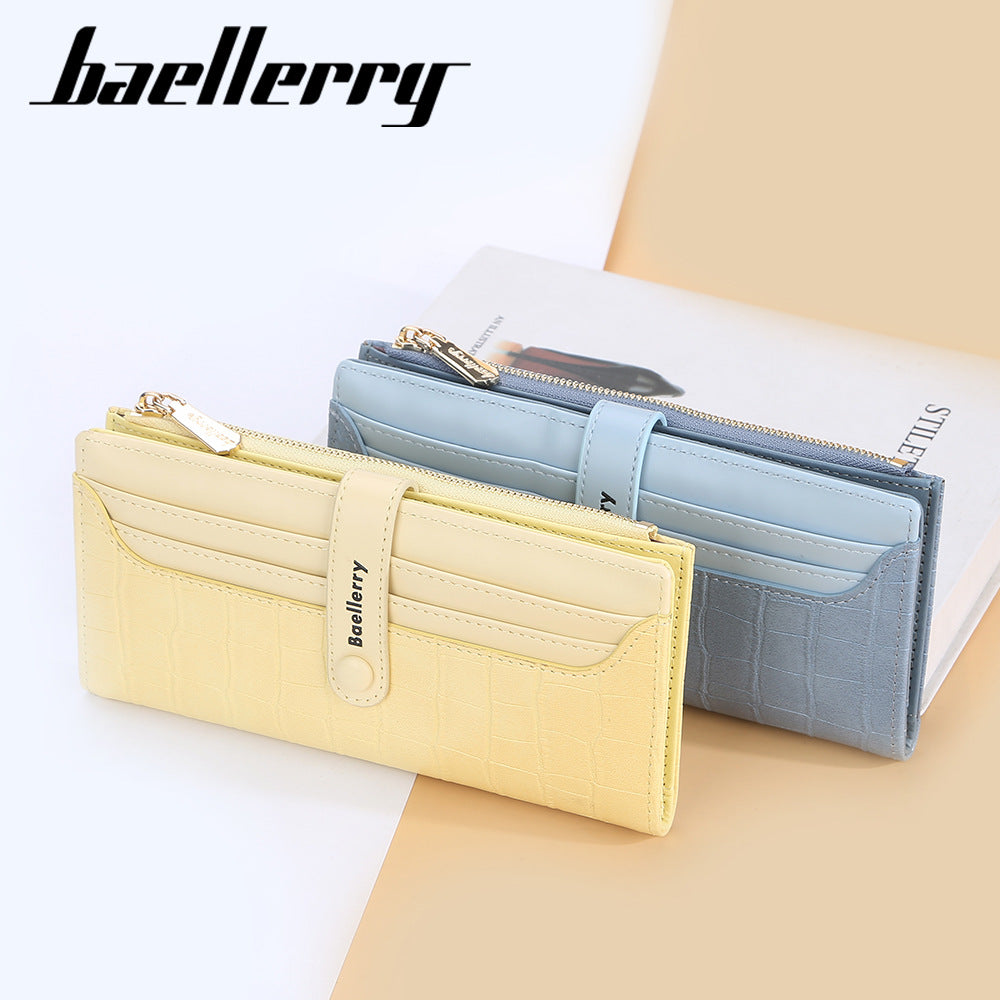 Women's Long Korean Style Stone Pattern Clutch Card Holder