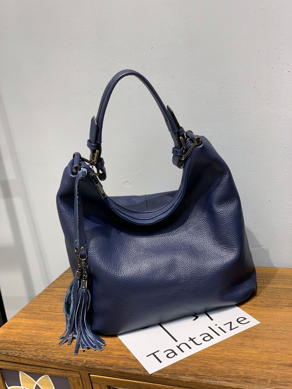 Women's Fashion Genuine Leather Underarm Layer Cowhide Tassel Large Women's Shoulder Bag