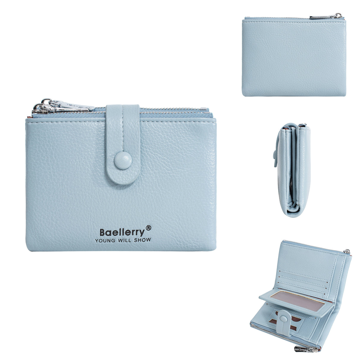 Women's Zipper Multiple Slots Large Capacity Short Ladies Wallet