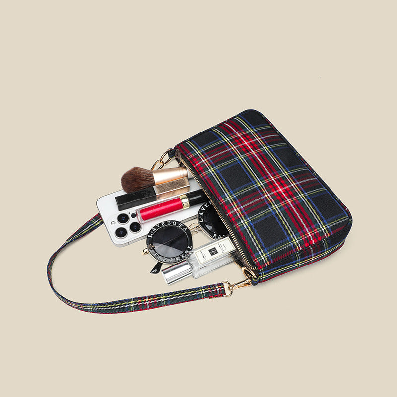 Women's Handmade Retro Red Plaid French Stick Handbags