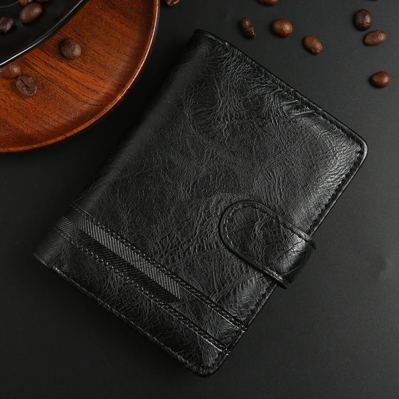Men's Short Business Retro Style Leather Vertical Account Men's Wallet