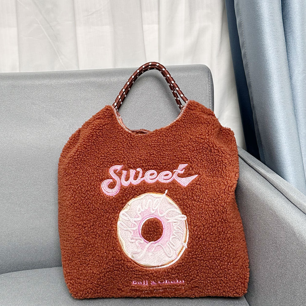 Embroidered Plush Green Shopping Simple Commute Women's Shoulder Bag