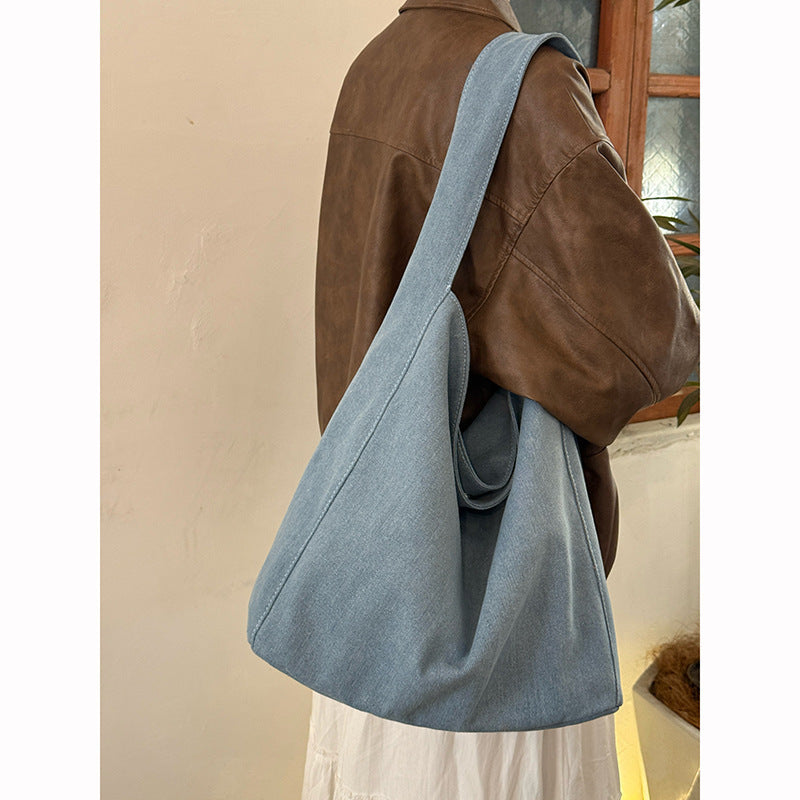 Women's Korean Style Canvas Loose Feeling Large Capacity Simple Idle Women's Shoulder Bag