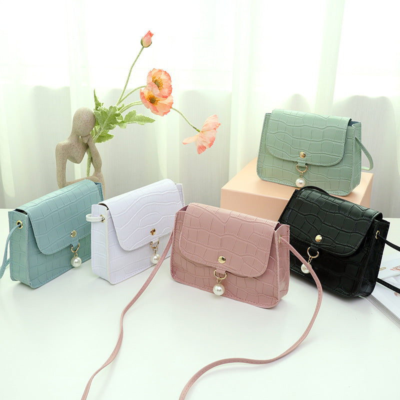 Slouchy Women's Pearl Crocodile Pattern For Small Square Bags