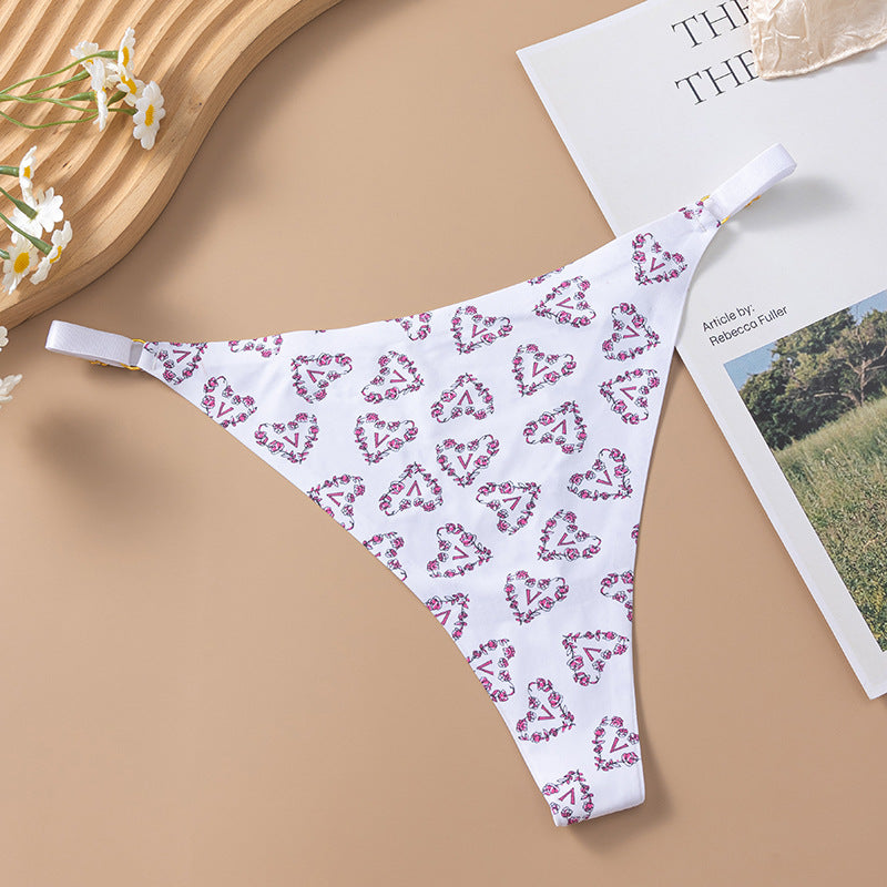Women's Ice Silk Seamless Printed Low Waist Panties
