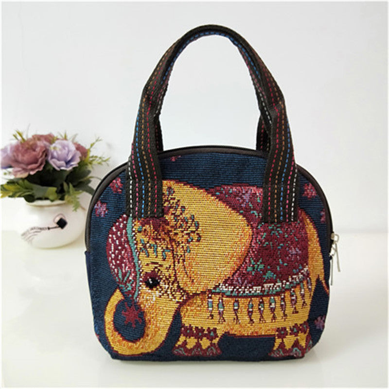 Canvas Embroidered Shell Shape Mobile Change Grocery Handbags