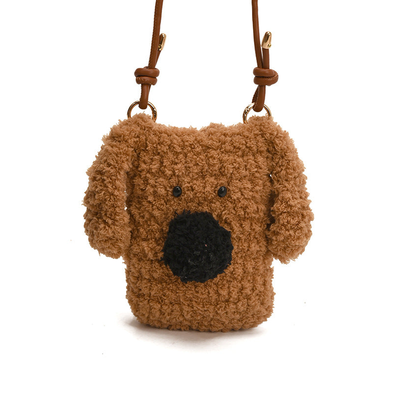 Women's Cartoon Cute Plush Puppy Lightweight Mini Women's Messenger Bag