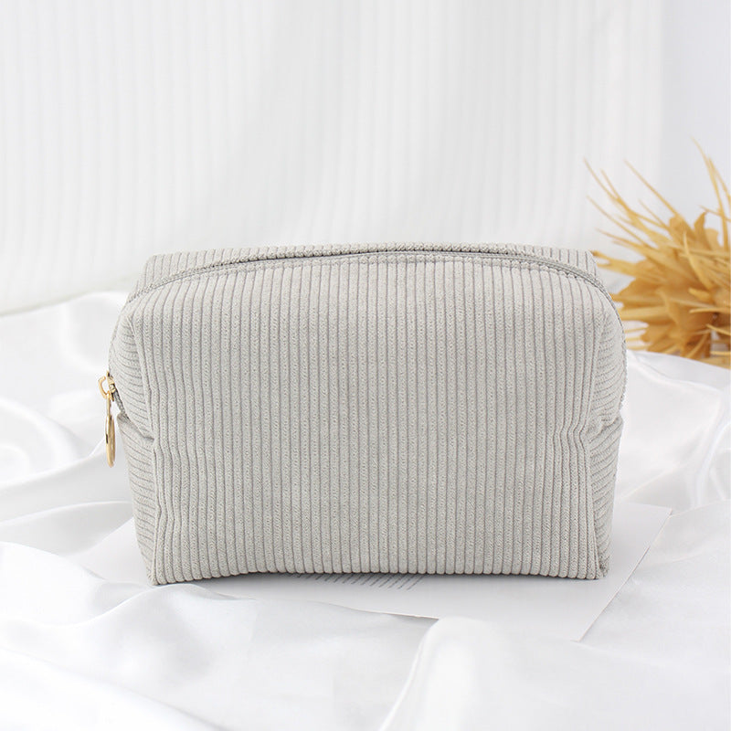 Fashion Corduroy Large Capacity Portable Wash Storage Solid Bags