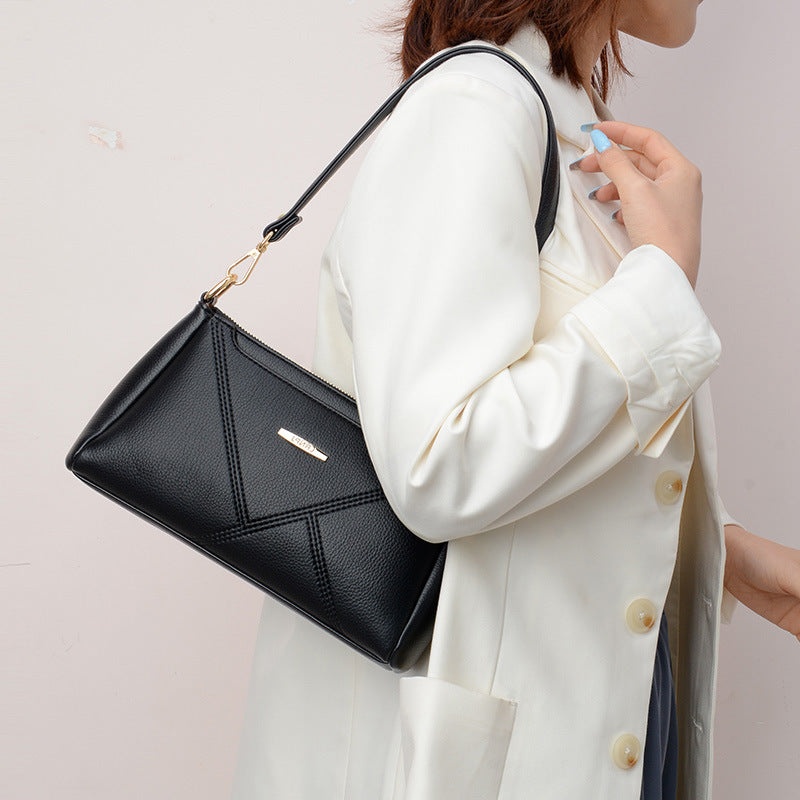 Women's Fashion Underarm Commute Texture Soft Leather Bags