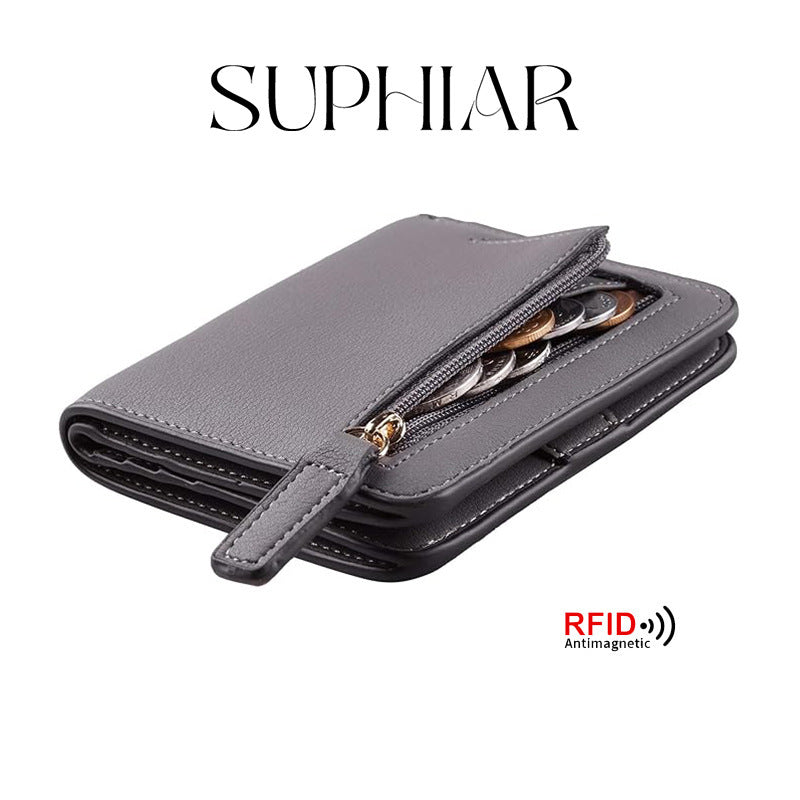 New Women's Simple Zipper Two-fold Short Coin Purses