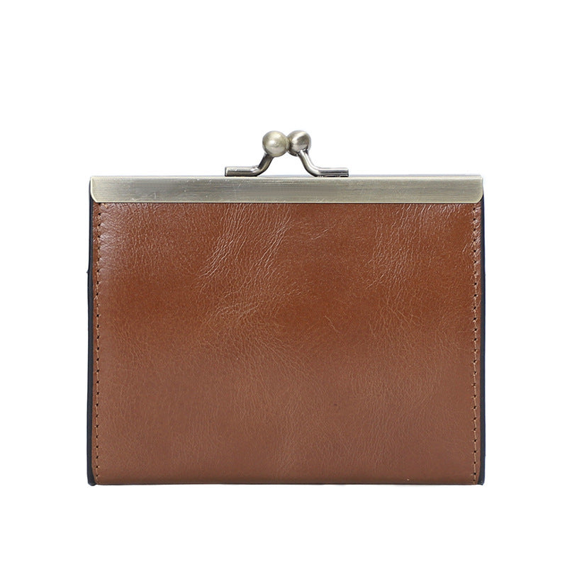 Women's First Layer Oil Wax Leather Sleeve Card Holder