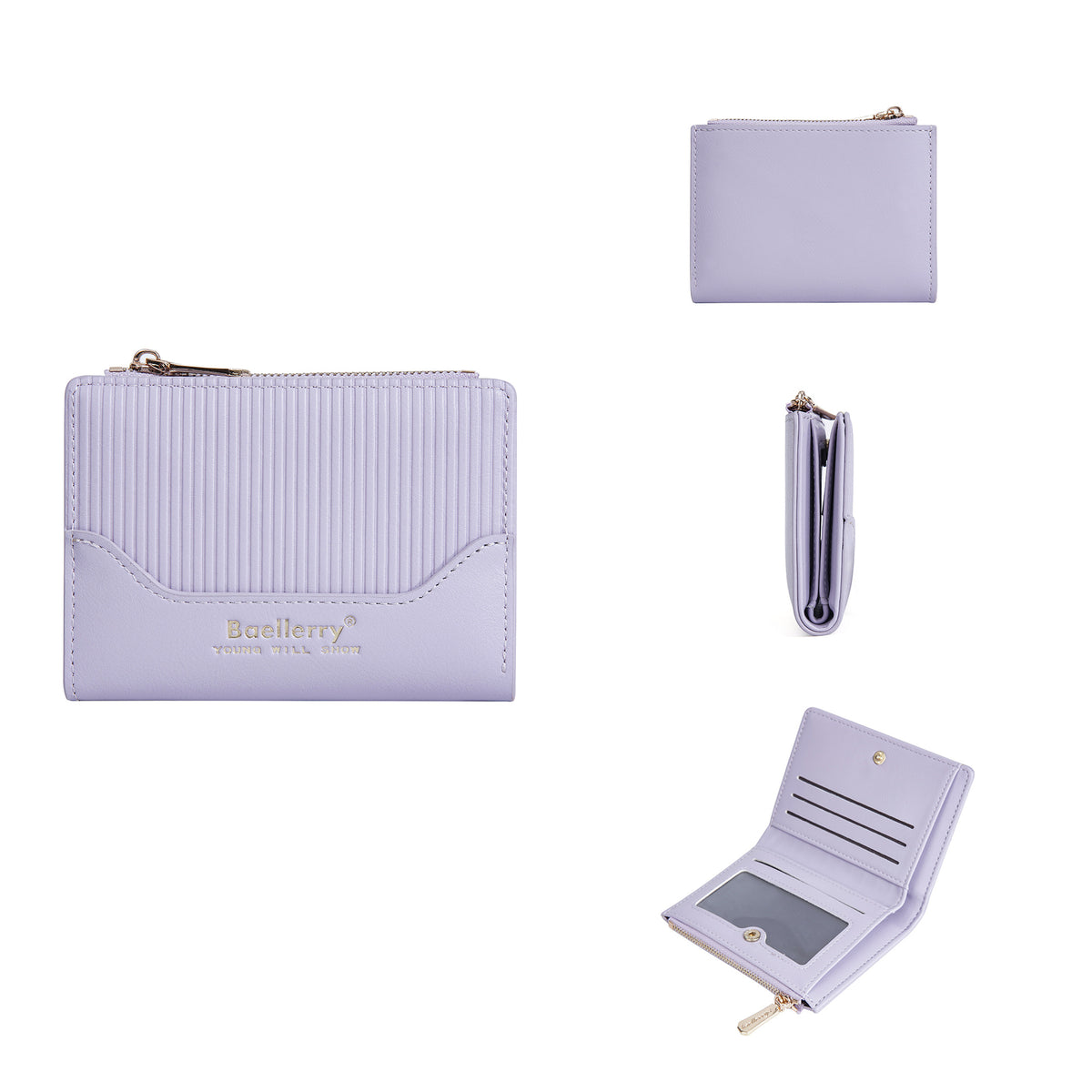 Women's Short Plaid Stitching Zipper Fashion Ladies Wallet