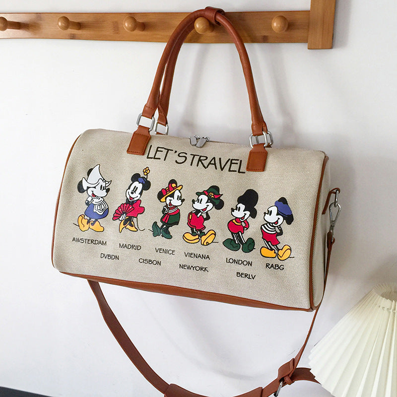 Women's Portable Storage Korean Cartoon Excursion Large Travel Bags