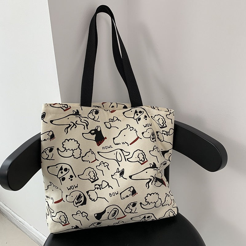 Women's Design Cute Animal Illustration Artistic Retro Large Capacity Shoulder Bags
