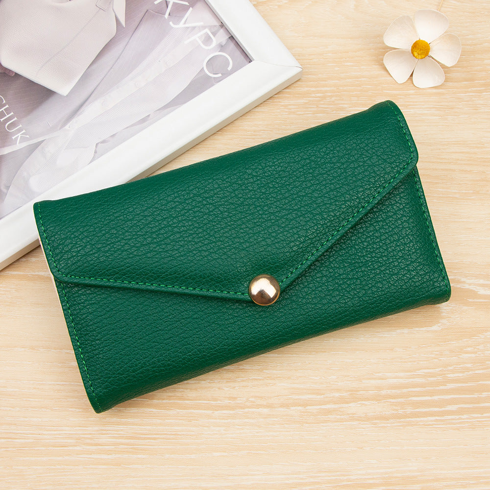 Women's Fashion Magnetic Snap Long Clutch Imitation Leather Multiple Slots Large Ladies Wallet
