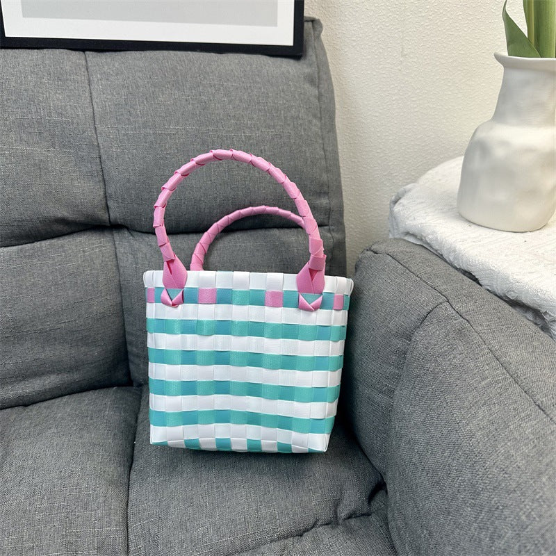 Women's & Children's & Woven Vegetable Basket Beach Colorful Handbags