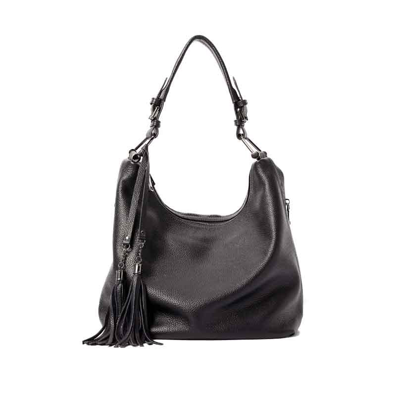 Women's Fashion Genuine Leather Underarm Layer Cowhide Tassel Large Women's Shoulder Bag