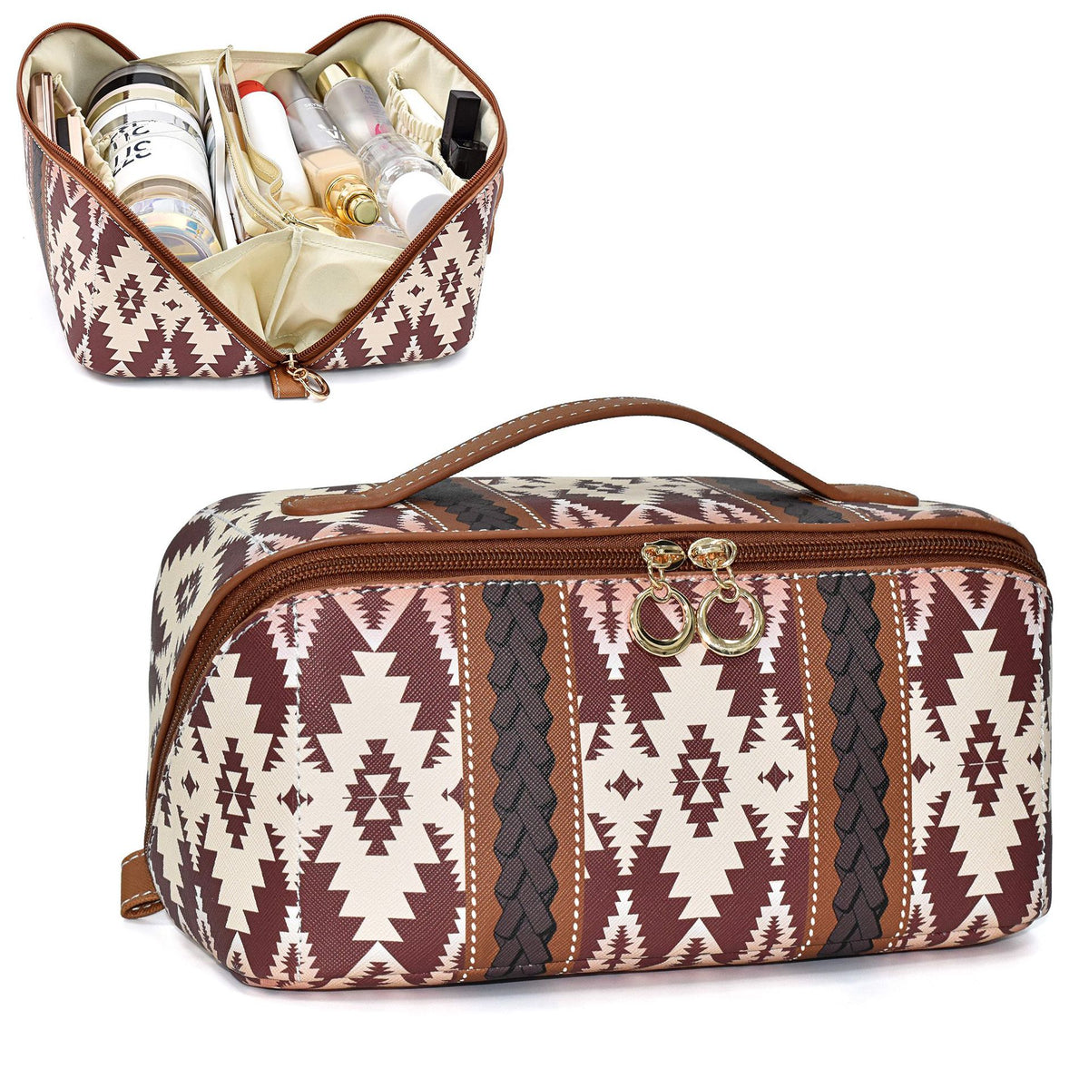 Bohemian Style Leather Cloud Pillow Large Capacity Makeup Bag