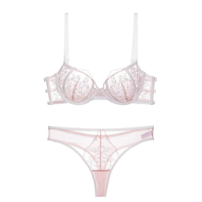 Women's Sexy Lace Embroidery Thin Underwear Summer Big Lingerie Sets