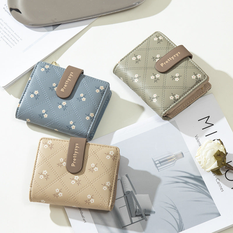 Women's Style Simple Short Two Fold Fashion Multiple Ladies Wallets