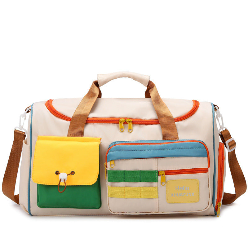 Versatile Contrast Color Fashion Portable Large Travel Bags
